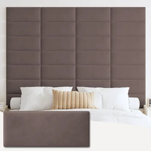 Vista 22 de IFNOW Cabecera tapizada para montar en la pared, paneles de pared 3D insonorizados para despegar y pegar, cabecero copetudo reutilizable y extraíble