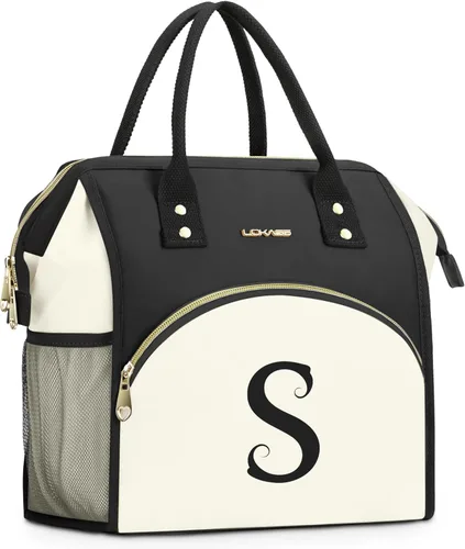 Vista 65 de Lonchera personalizada para mujer, inicial, bolsa de almuerzo aislada reutilizable, lonchera térmica de apertura amplia para adultos, bolsa