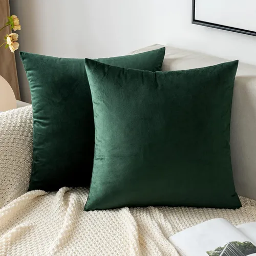Vista 54 de EMEMA - Paquete de 2 fundas de almohada de terciopelo decorativas, fundas de cojín cuadradas suaves y sólidas para sofá, dormitorio, silla, Verde