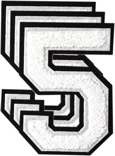 Vista 147 de 3 parches de letras de felpilla negra, parches de letras termo-adhesivas de 4-1/2", parches universitarios para ropa, S