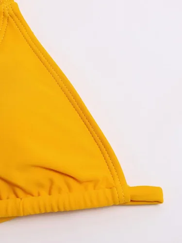 Vista 6 de SheIn Conjunto de bikini sexy de 3 piezas para mujer, con malla y micro triángulo, halter