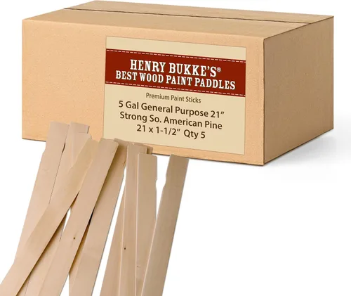 Palitos de agitación de pintura de 5 galones, 21 pulgadas x 1-1/2 (5 piezas) de pino radiata, Henry Bukkes Best