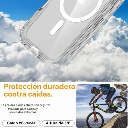 Vista 8 de AICase Funda transparente para iPhone 15 Pro Max, compatible con MagSafe 3 en 1, resistente protección contra caídas, cuerpo completo, a prueba