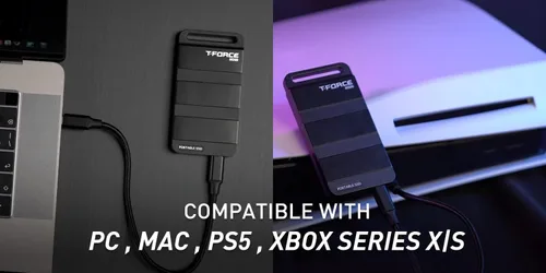 Vista 8 de TEAMGROUP T-Force M200 SSD portátil 500GB USB3.2 Gen2x2 Tipo-C lectura/escritura 2000MB/s compatible con PS5 y Xbox y Chrome OS (T8FED9500G0C102)