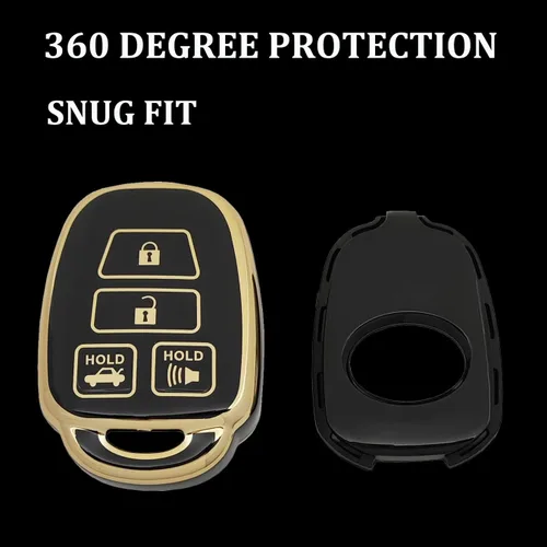 Vista 3 de Funda protectora de TPU para llavero compatible con Toyota Camry 2012-2017 2014-2017 Corolla Smart Remote Key Fob (negro)