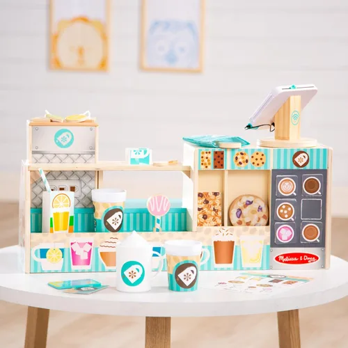 Vista 10 de Melissa & Doug Cafetería Coffee Shop Barista de Madera (35 Piezas) - Certificado FSC