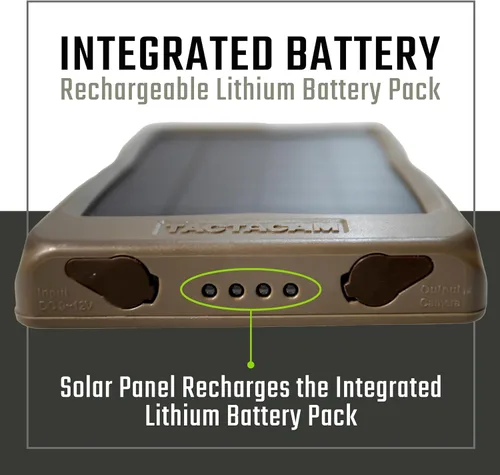 Vista 3 de TACTACAM Panel Solar Reveal para Cámaras de Rastreo Celulares X 2.0, X, Gen 1, SK, XB (Panel Solar)
