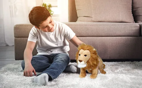 Vista 5 de Ice King Bear Peluche de león, juguete de peluche realista, 12 pulgadas de longitud