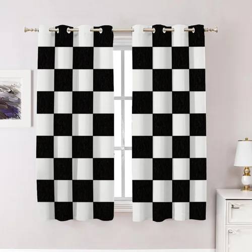 Vista 15 de Cortinas opacas de mármol abstracto blanco y gris para ventanas, cenefas opacas de poliéster multicapa para cocina, paquete de 2 unidades, 26 x 24