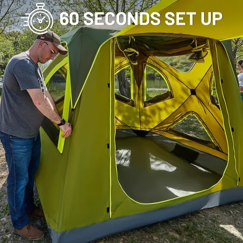 Vista 6 de TIMBER RIDGE Tienda de campaña para 4 personas con 8 ventanas, fácil de instalar en 60 segundos, resistente a la intemperie, con mosca de lluvia