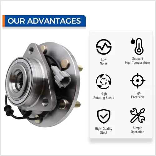 Vista 5 de MACEL 515066 Conjunto de rodamiento de cubo de rueda delantera compatible con Infiniti QX56 2004-2007, Nissan Armada 2005-2007, Pathfinder