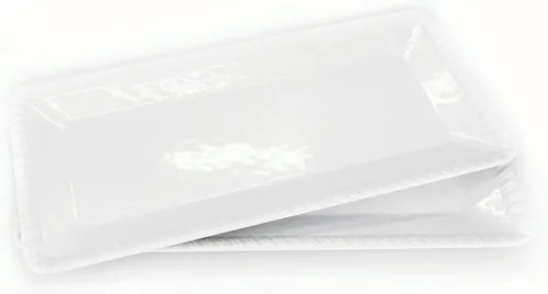 Vista 6 de KX-WARE Juego de 2 bandejas de melamina de 17 pulgadas, color blanco y rectangular, 100% melamina, aptas para lavavajillas, sin BPA