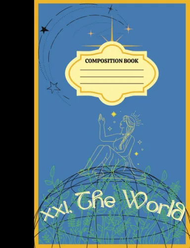 "The World" Twenty-Second in Arcana Composition Notebook Series, 9.75 x 7.5 Inches, 100 Sheets Wide Ruled Notebook, School Notebook Arcana Themed