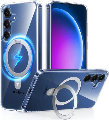 Vista 14 de TORRAS Funda magnética de albaricoque pálido para Galaxy S25 Ultra [compatible con Magsafe] soporte de anillo, a prueba de golpes, translúcida