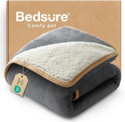 Vista 92 de Bedsure - Mantas impermeables para perros pequeños - Manta de felpa de sherpa con impresión suave lavable para perros y gatos, protector de muebles