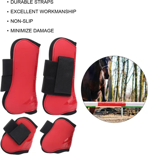 Vista 3 de Pssopp Juego de 4 botas de tendón de caballo, botas de caballo gruesas de poliuretano con carcasa de caballo, botas ligeras con parte delantera