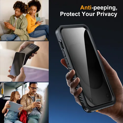 Vista 2 de Funda impermeable para iPhone 15, protector de pantalla de privacidad integrado y protector de pantalla HD [IP68 bajo el agua] a prueba de golpes a