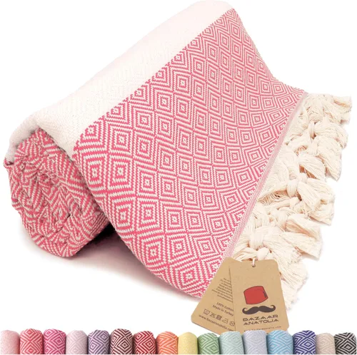 Vista 47 de Bazaar Anatolia Toalla de baño turca, 100% algodón, decoración bohemia de granja de secado rápido, manta de otoño para baño, de gran tamaño, 71 x 39