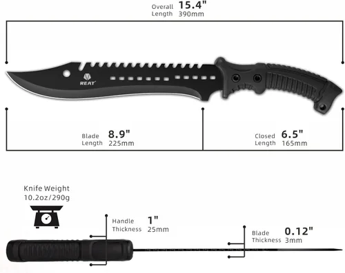 Vista 2 de REAT Machete Knife with Shaeth,15" Lightweight Garden Tools Knife,Ergonomic No-Slip Handle, Machetes for Bushcraft, Outdoor Hunting, Garden Cutting