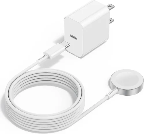 Vista 8 de Cargador de Apple Watch mejorado, cargador magnético rápido iWatch a cable USB C de 1.8 m con bloque de carga USB C para iWatch Series