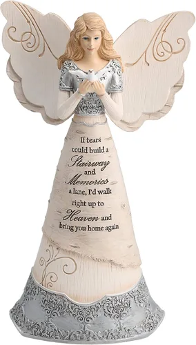 Elements Sympathy Angel Figurine by Pavilion, 8 pulgadas, If Tears Could Build a Stairway and Memories a Lane, beige