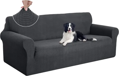 Vista 47 de U-NICE HOME Funda elástica para sofá, lavable, protector de muebles para sofá de 3 cojines, apta para mascotas (sofá, beige)