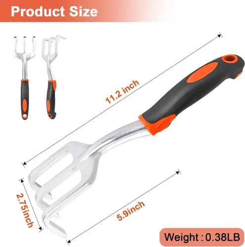 Vista 2 de Rastrillo de mano herramienta de jardín, cultivadores de mano resistentes para jardinería, pequeña herramienta de garra de jardín con mango
