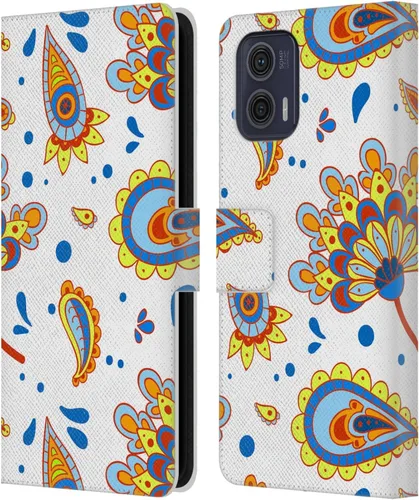 Vista 7 de Head Case Designs Officially Licensed Haroulita Blue Flower Cute Flower Pattern Leather Book Wallet Case Cover Compatible with Motorola Moto G73 5G