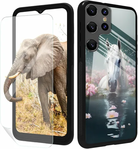 Vista 120 de for Samsung Galaxy A17 5G Phone Case 6.7" with Screen Protector Slim Tempered Glass Back Cover A Purple Cat Design Shockproof Protective Case for