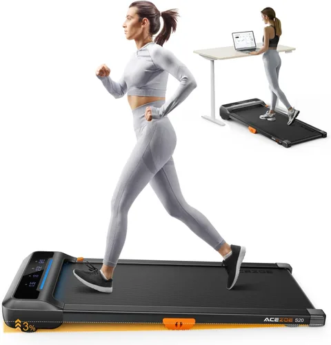 ACEZOE Walking Pad Treadmill with 10% Incline, Under Desk Treadmill, Compact Portable Treadmills for Home Office, 285lbs Capacity, APP/Remote