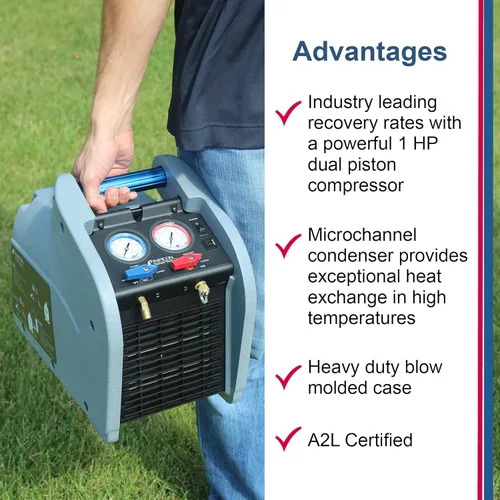 Vista 3 de Inficon 714-202-G1 - Máquina de recuperación dual de refrigerante Vortex, 1 HP, 120V