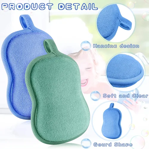 Vista 2 de Tatuo Esponja de baño para bebé, 4 piezas, esponja de algodón para bebé, esponja suave y absorbente para niños, bebés, hombres y mujeres