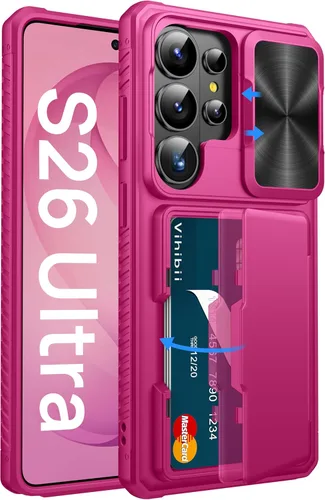 Vista 19 de Vihibii Funda para Samsung Galaxy S25 con tarjetero (4 tarjetas), [bloqueo RFID] y cubierta de cámara deslizante y protección contra caídas de grado