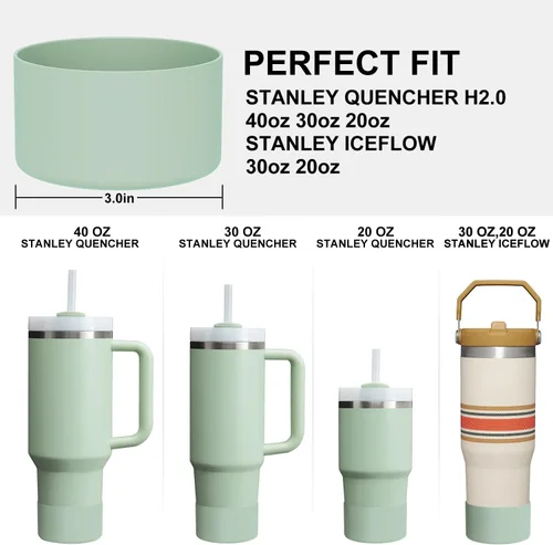 Vista 31 de Affute Funda protectora de silicona para Stanley Quencher H2.0 40 30 20 oz & IceFlow Flip 30 20 oz, sin BPA, antiruido y antiarañazos, protector