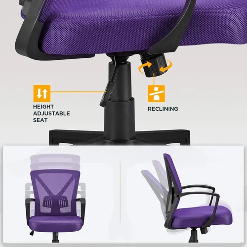 Vista 33 de Topeakmart Silla de escritorio de malla para computadora con ruedas, ergonómica, altura ajustable, brazos abatibles giratorios y soporte lumbar