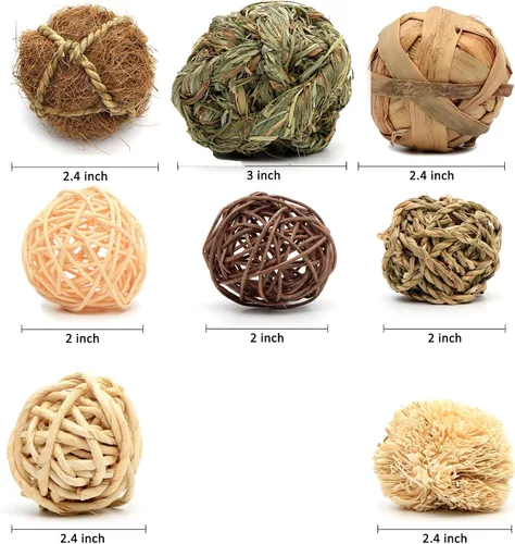 Vista 2 de Youngever Paquete de 8 juguetes de actividad de animales pequeños, bolas de conejo surtidas, juguetes de actividad de dentición masticables