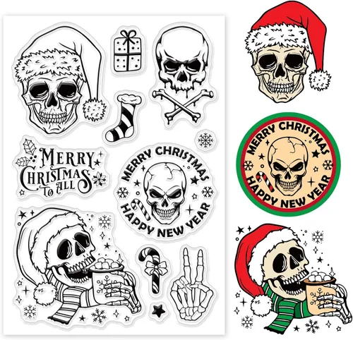 Vista 9 de ORIGACH Sellos transparentes de gnomo de Navidad, sellos de silicona reutilizables de gnomo de Navidad para hacer tarjetas navideñas, álbumes