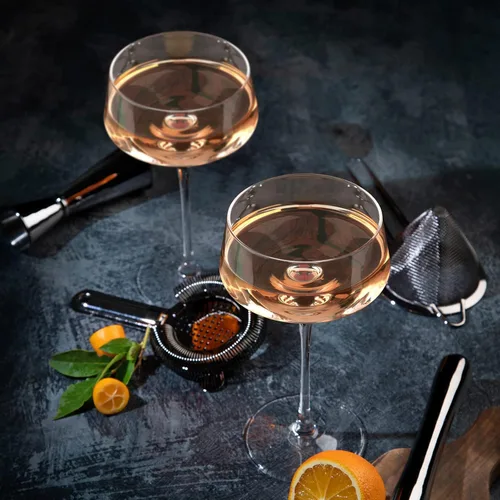 Vista 4 de Juego de 6 copas de Martini Chouggo, copas de cóctel cupé de 8Oz, copas de cristal premium sopladas a mano para bar, martini, cóctel cosmopolita