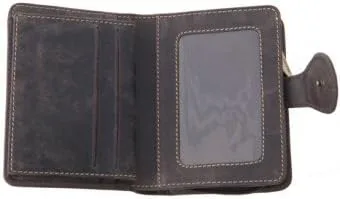 Vista 3 de VISCONTI Hunter 715 Bow - Cartera plegable para hombre con cremallera en piel aceitada, Marrón, Billetera plegable de cuero aceitado