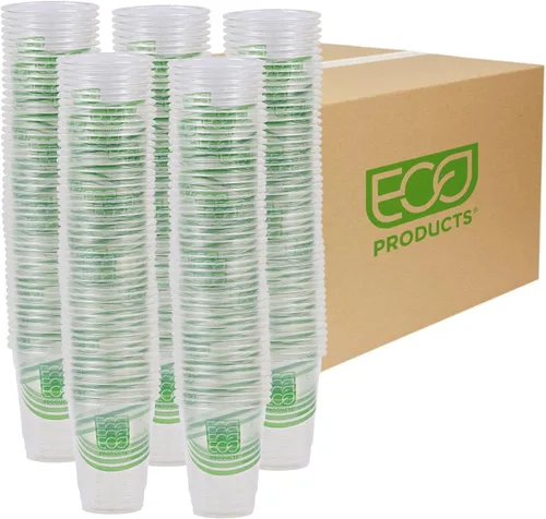 Vista 11 de ECO PRODUCTS GreenStripe - Vasos de plástico PLA transparentes compostables de 9 onzas, caja de 1000, vasos fríos desechables renovables a base