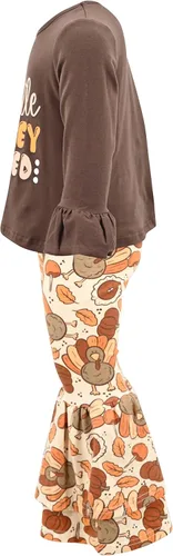 Vista 3 de Unique Baby Conjunto de ropa de Acción de Gracias de pavo más lindo de 2 piezas para niñas, Más barato Turquía