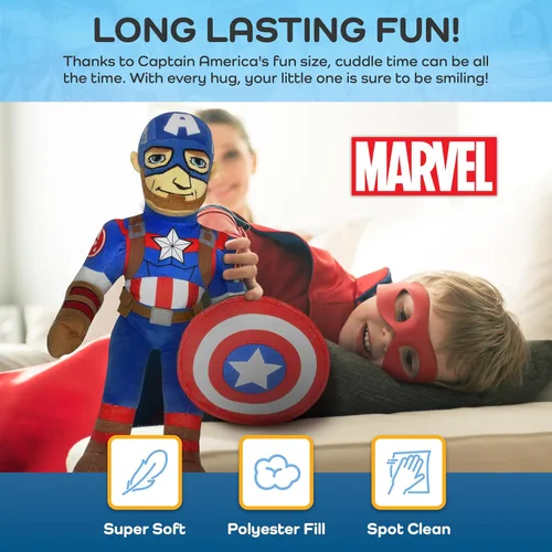 Vista 3 de Jay Franco Marvel Super Hero Adventures Cojín de peluche de Capitán América para niños de microfibra de poliéster súper suave, 20 pulgadas