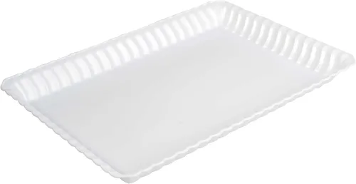 Vista 2 de zappy Paquete de 4 bandejas blancas rectangulares de 9 x 13 pulgadas con tapas, platos de plástico para fiestas con cubiertas transparentes, platos