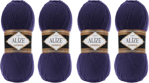 Vista 11 de Alize Lanagold - Hilo para tejer, lana para manualidades, mezcla de hilo para tejer a mano, cálida, suave, natural, gruesa, tejida a mano, lote de 4