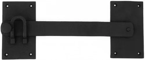 Renovators Supply Manufacturing Pestillo Abatible para Puerta de Hierro Negro de 12" Grande Antiguo con Cerraduras Abatibles de Dos Lados Resistente