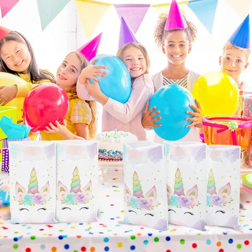 Vista 6 de DaiUni 30 piezas de bolsas de unicornios, bolsas de regalo de fiesta con asas para cumpleaños de niños