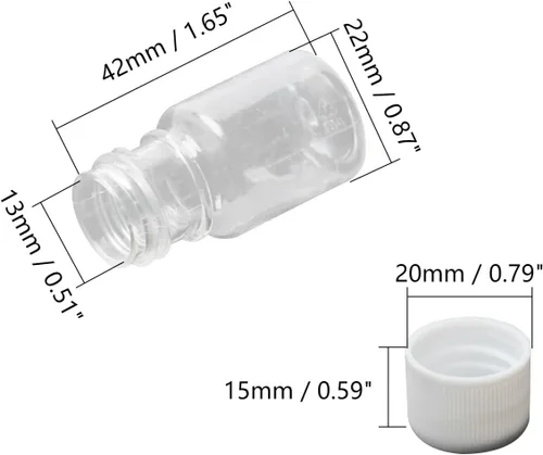 Vista 2 de Bettomshin 100 botellas de plástico PE de 0.2 fl oz (grado alimenticio), botellas de plástico de reactivo de laboratorio, pequeño recipiente