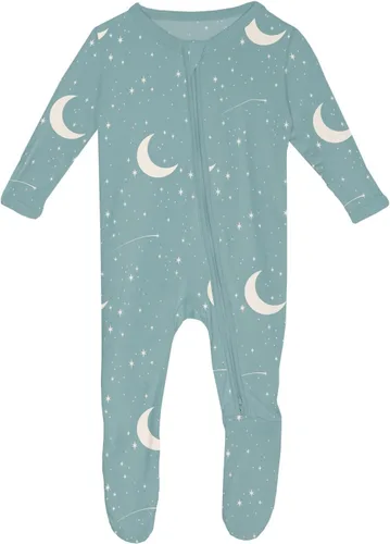 Vista 131 de KicKee Baby & Toddler - Pijama de viscosa ultrasuave de bambú con patas abatibles y puños