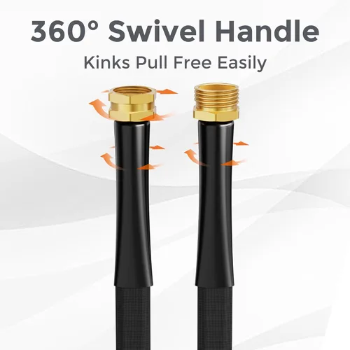 Vista 3 de Giraffe Tools Manguera de jardín de 75 pies, manguera de agua ligera de montaje plano, sin arrugas, flexible, con boquilla de 9 funciones