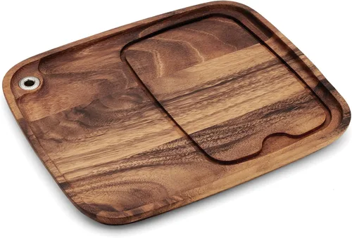 Vista 7 de Ironwood Gourmet Fort Worth Plato para Bistec con Canal para Jugos, Madera de Acacia, Juego de 4